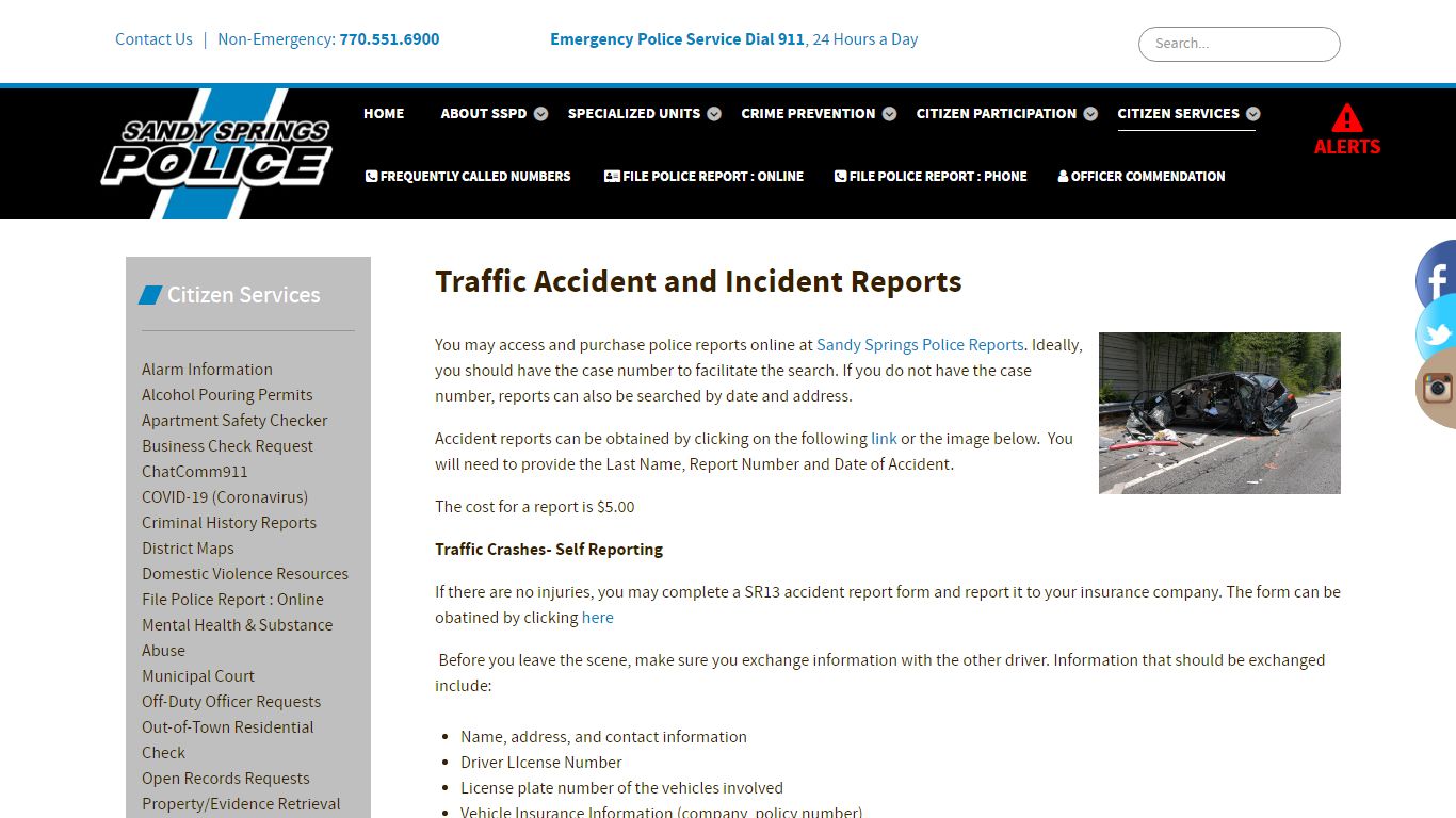 Traffic Accident and Incident Reports - Sandy Springs, GA - Police