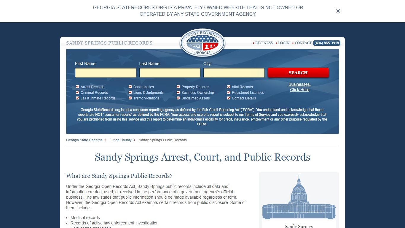 Sandy Springs Arrest and Public Records - StateRecords.org
