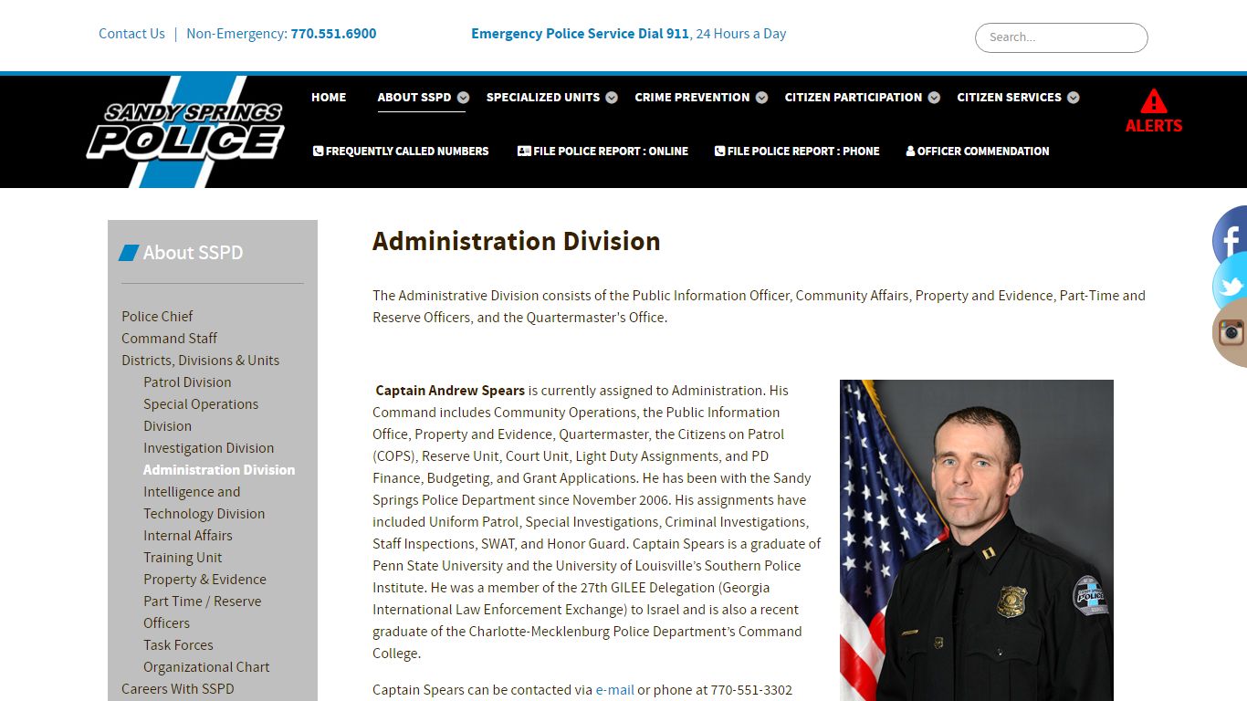 Administration Division - Sandy Springs, GA | Police Department